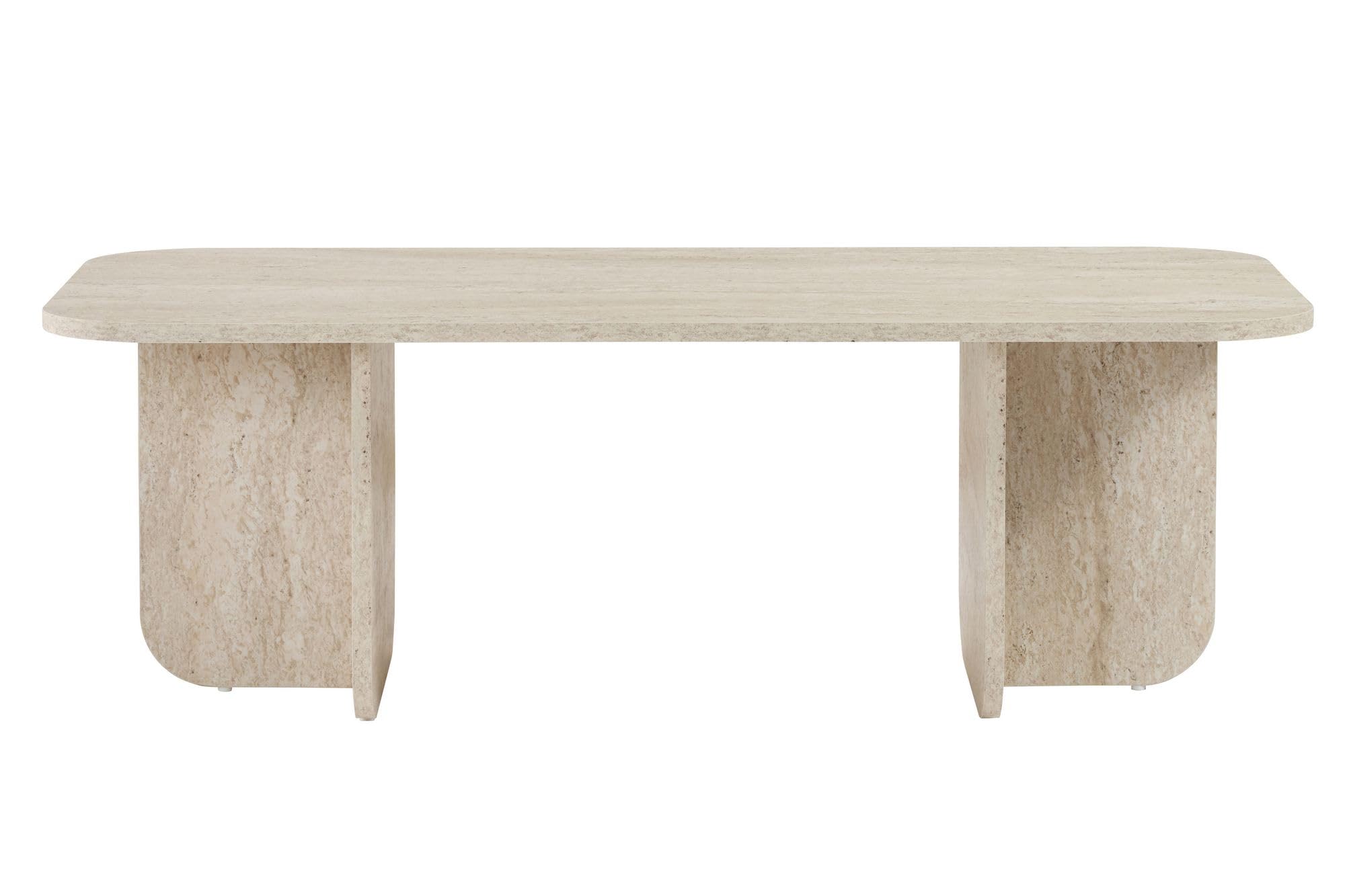 Stilvoller Couchtisch, Travertine-Farbe, 120 x 60 x 41 cm | 100% melaminbeschichtete Spanplatte, 18 mm dick | perfekt für Moderne Wohnzimmer & Räume