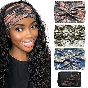S&N Remille Wide Boho Headbands for Women Extra Large Turban Headband Hairband Hair Twisted Knot Accessories 3 Pack