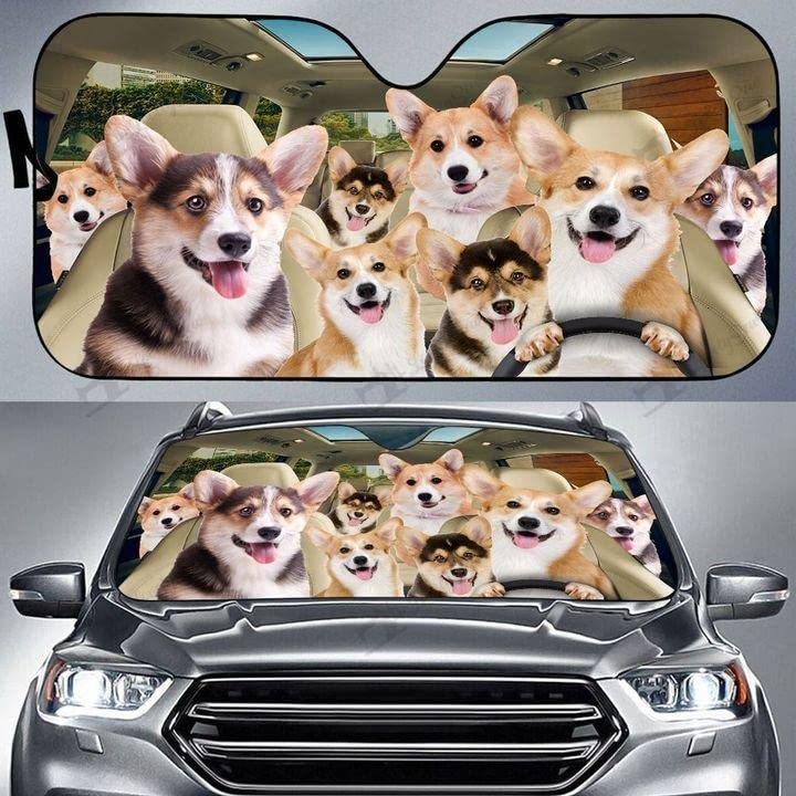 Pare-soleil voiture intérieur pliable motif Corgi drôle pour garder votre SUV au frais en été