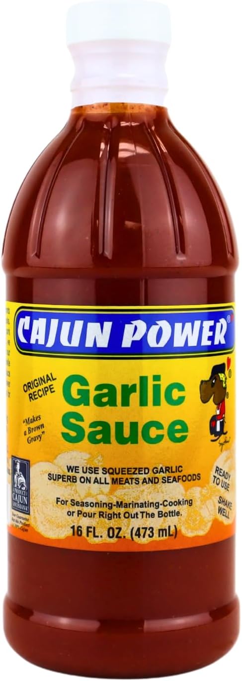 Cajun Power garlic sauce - Authentic Louisiana Flavor, Gourmet Cooking Sauce, Perfect for Cajun Recipes, Marinades, Grilling, and Dipping (1 Pack, Garlic Sauce 16oz)
