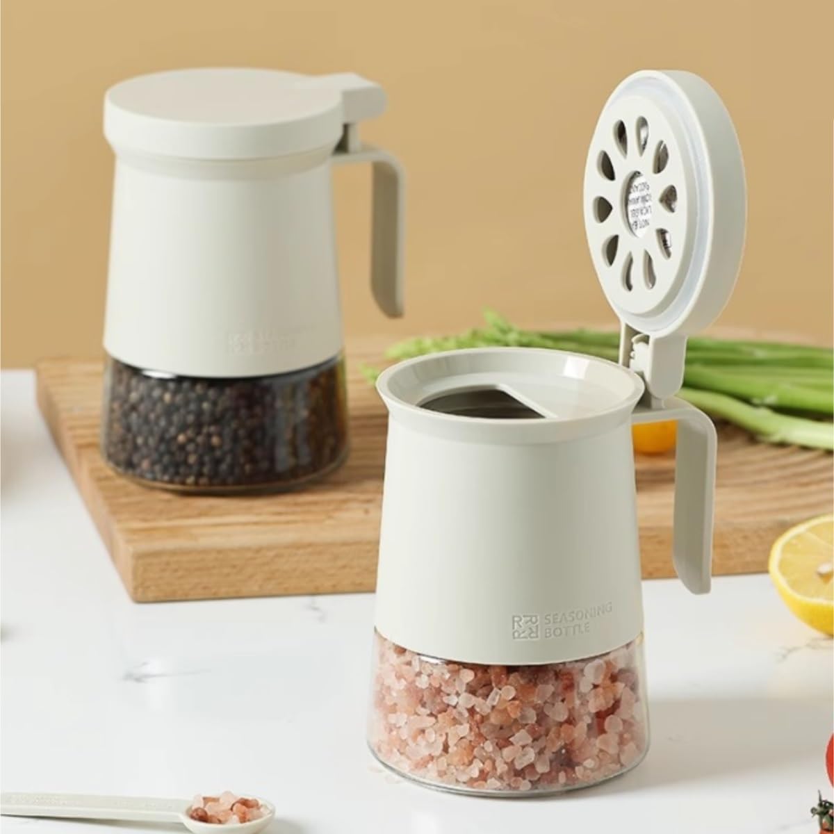 Dispensador automático de aceite y botella de vinagre, juego de 4 tarros de condimentos de cocina con recipiente de salsa de soja fácil de abrir/cerrar, perfecto para cocinar y aderezar en el hogar