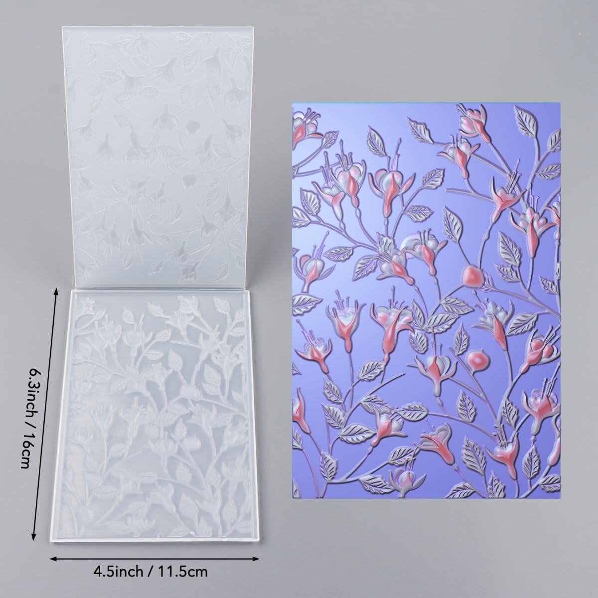 KIRABATIO Fuchsia Cascade ?3D Embossing Folder, Flower Background Clear Plastic Texture Fades Embossing Folders Template for Card Making Scrapbooking Paper Craft Album Stamps DIY Decoratio