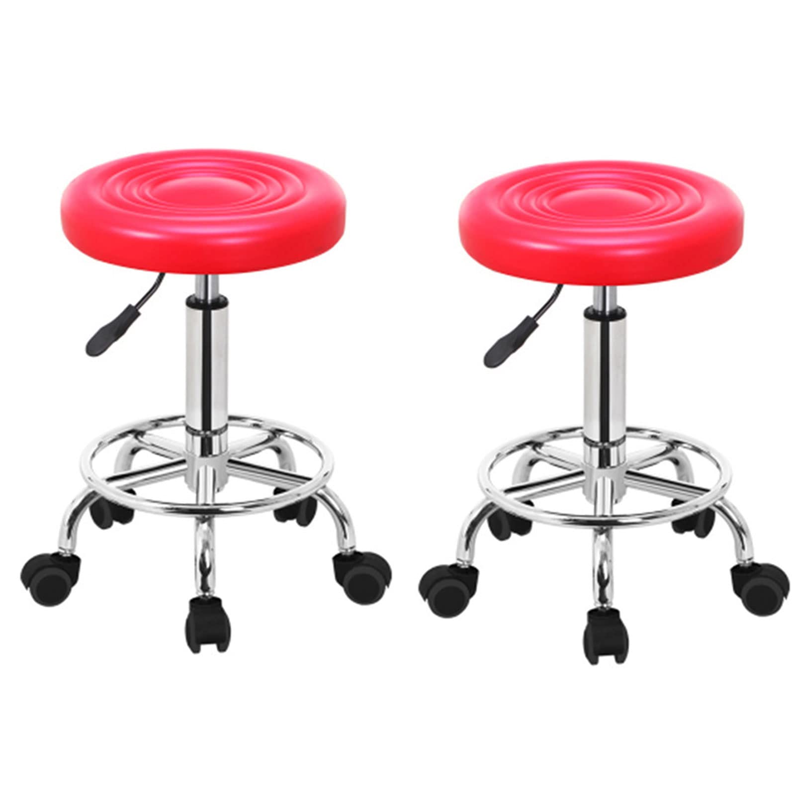 Juego De 2 Sillas De Bar, Taburete De Bar Redondo Pu Cuero Altura Ajustable Giratorio Sillas De Pub Mostrador De Cocina Taburetes De Bar Sin Respaldo Elevación Del Hogar Taburetes De Bar Bajos