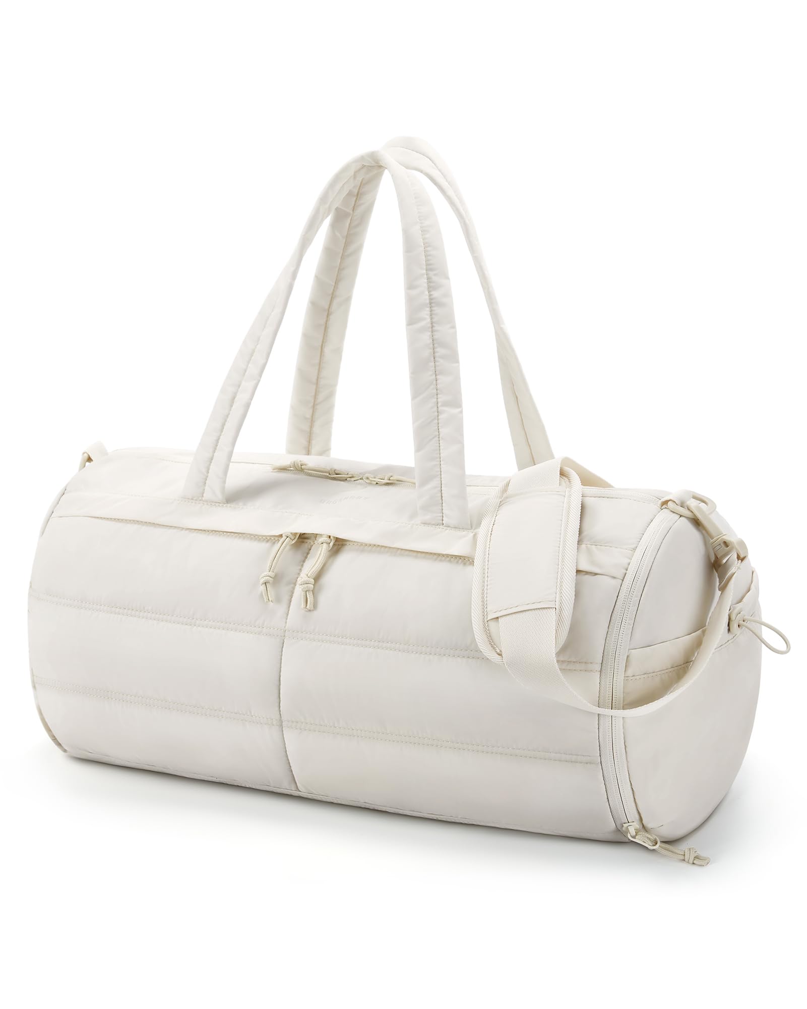BAGSMARTPuffer Gym Bag for Women, Lightweight Duffel with Shoe Compartment, Weekender Bags with Wet Pocket, Workout Overnight Carry on for Travel, Beige