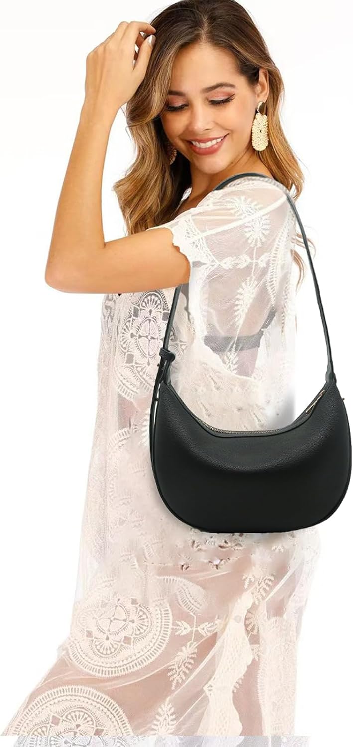 PU Shoulder Bag for Women Trendy Crescent Bags Vintage Hobo Handbags Shoulder Purses with Adjustable Strap
