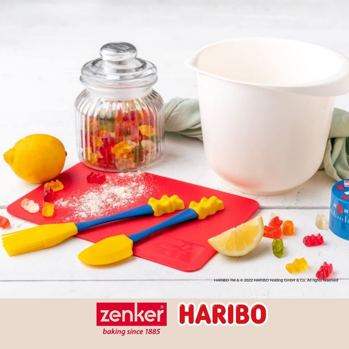 Zenker Meets Haribo pędzel do pieczenia glazury i marynaty – z silikonowym włosiem do precyzyjnego wpinania mięsa, burgerów lub ciasteczek – pędzel silikonowy w stylu Haribo