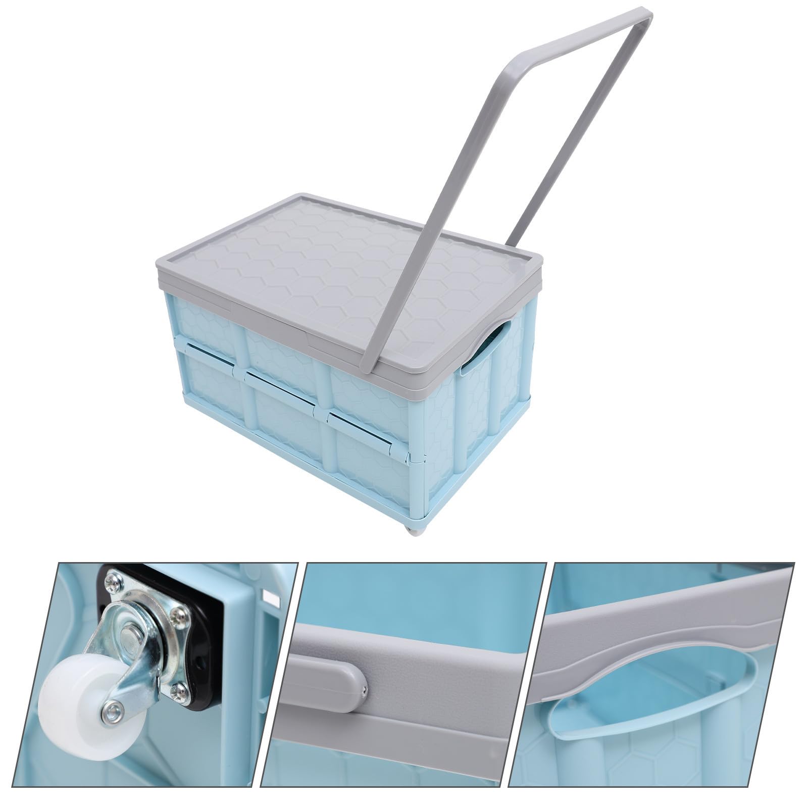 Contenedor de Almacenamiento con Ruedas, Plástico Azul, Plegable y Apilable