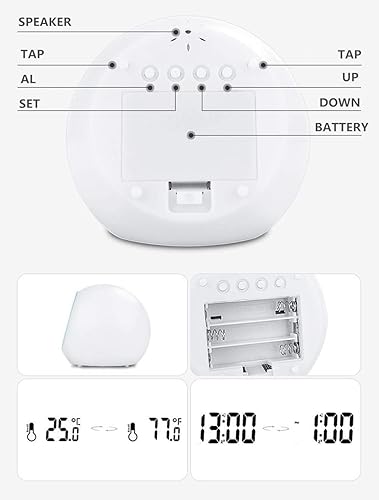 Miniatura 8 de Wisdom Link Reloj despertador digital para niños, luz nocturna de 7 colores, repetición, detección de temperatura para niños pequeños, niños y