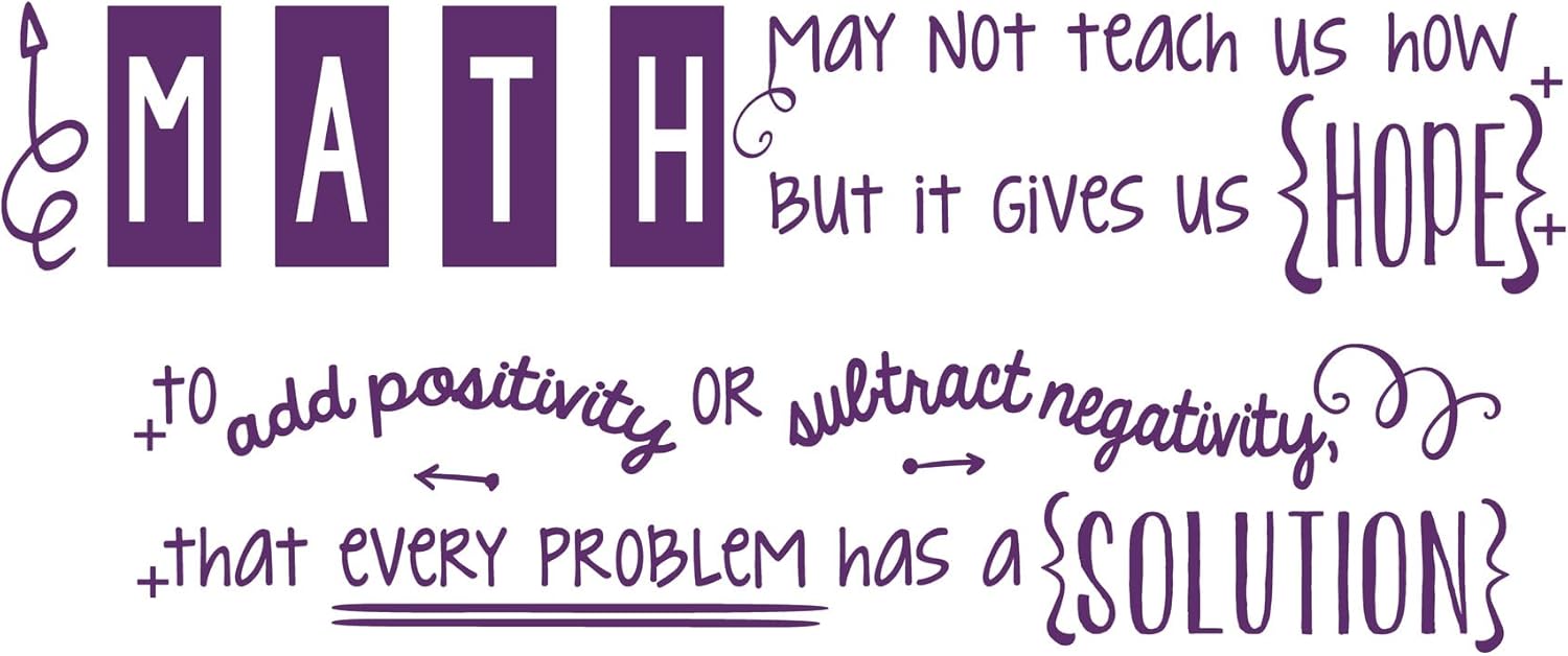 Math Classroom Decorations | Vinyl Wall Decal Stickers for School Teachers | Adhesive Peel and Stick Decorative Dry Transfer | Small, Medium, Large | Black, White, Blue, Gold, Gray, Other Colors