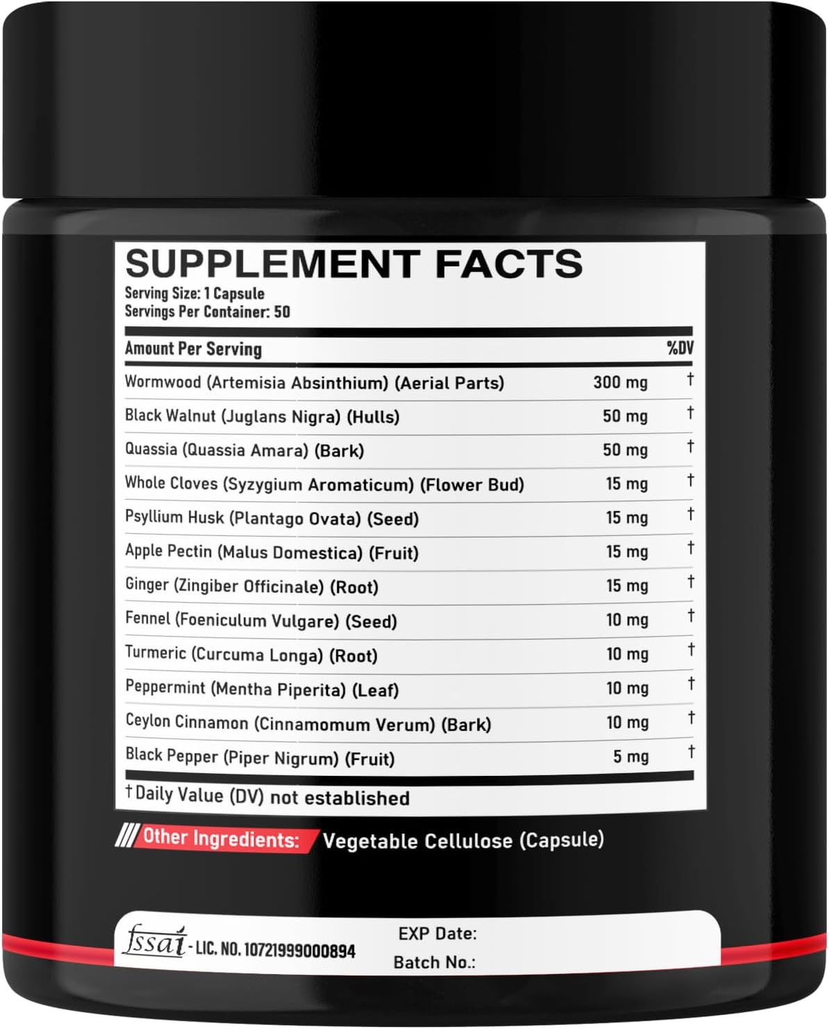 Wormwood Capsules - 12 Herbs Blended Black Walnut, Cloves, Ginger, Turmeric, Cinnamon, Apple, Quassia - 2 Packs 50 Capsules - Image 8