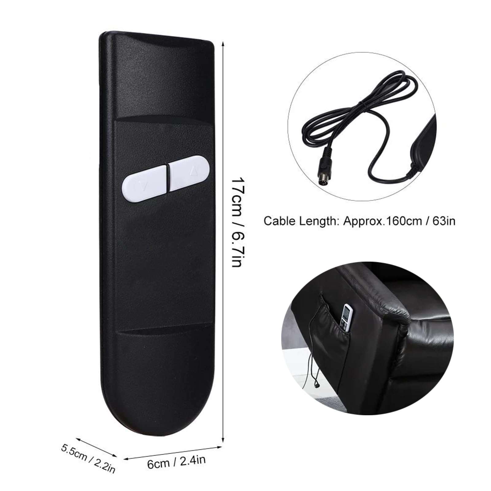 2 Button 5 Pin Remote Handset Controller Hand Control Electric Recliner Controller Manual Remote