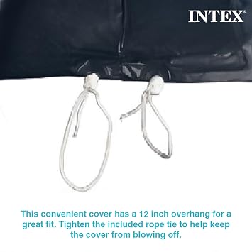 Intex Easy Set Pool Cover 8ft / 244cm, Blue Durable Vinyl Cover for Easy Set Swimming Pools, Rope Ties and Drain Holes, 28020