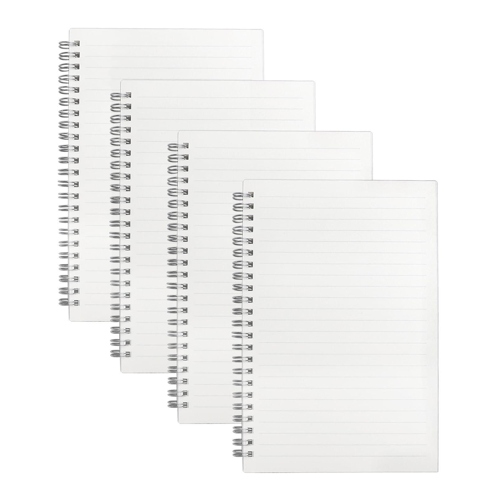 ZTVOWTO4 Packs Transparent Cover Spiral Notepad A5 Lined reporters Notebook Lined Paper 160 Pages/80 Sheets Note Pad for Travel School and Office
