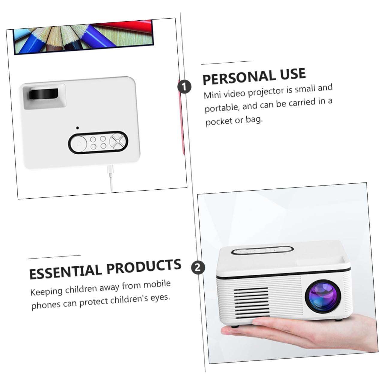 DOITOOL proiettore domestico proiettore led e usb e tascabile e portatile projector proietore e casa e mobile i portatili pvc bianca