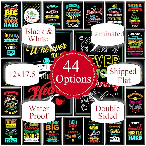 Flora Maria Shop 32 Set of 64 Motivational Posters,1 Free Inspirational Poster, Positive Classroom Decorations Quotes & Teacher Bulletin Boards, Growth Mindset for Elementary, Middle, High Schools