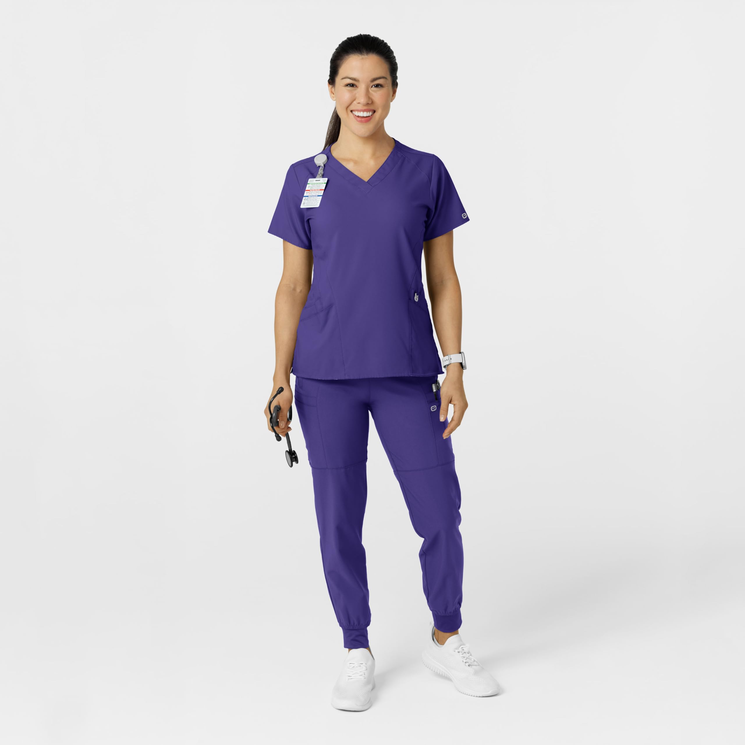 Women's Comfort Waist Cargo Jogger Scrub Pant, Grape, 2XS