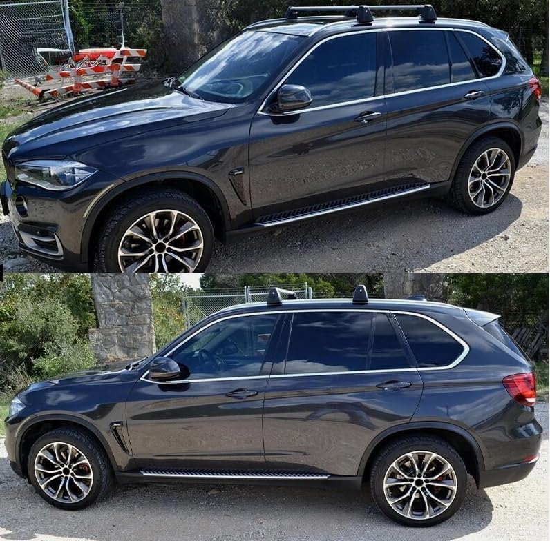 2PCS Running Boards for BMW X5 F15 2014-2018 Side Steps Complete Kit Car Nerf Bar New Upgrade Black Panel with Anti-Slip Particles Black&White(for Dedicated Vehicles only)