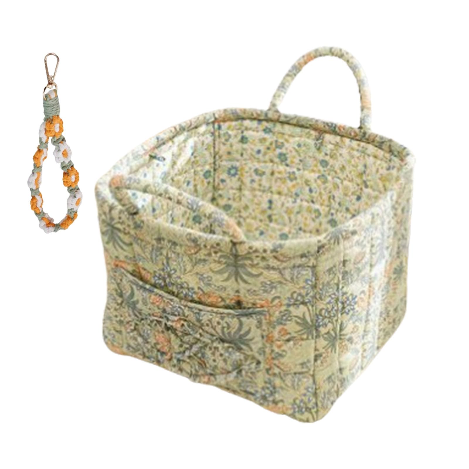 Boho Fabric Storage Basket, 2025 New Boho Quilted Fabric Storage Basket, Large Capacity Collapsible Laundry Hamper, 12.99x10.63x10.24 in Portable Folding Bag (I)