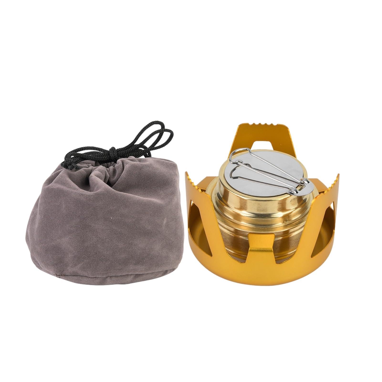 Mini Fornello ad Alcool Portatile Bruciatore da Campeggio con Supporto con Coperchio in Lega di Alluminio 188 g per Cucinare Barbecue