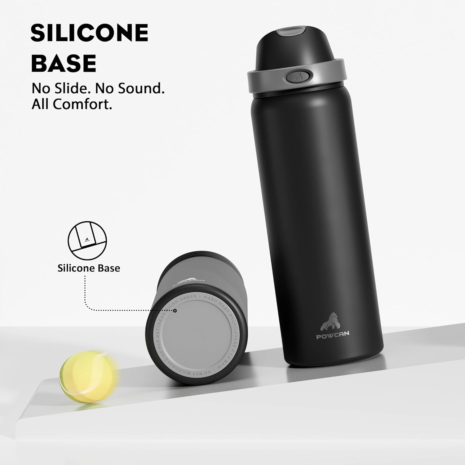 POWCAN 32 oz Stainless Steel Water Bottle for Sports: One-hand Push Button Lid, Leakproof, Keep Cold 24Hrs, Stainless Steel Cup with Straw for Camping, Outdoors, Workout, Travel (Midnight Black) - Image 5