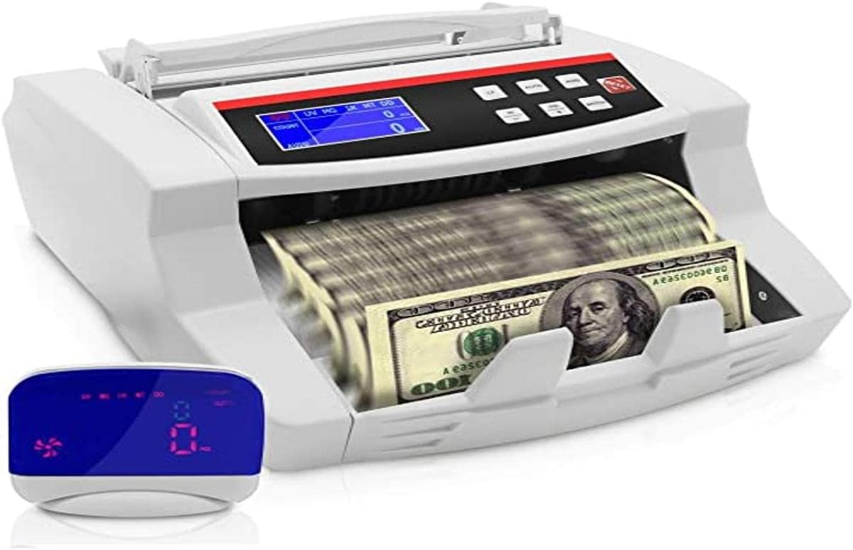 Money Counter with Counterfeit Detector Wireless Rechargeable Digital