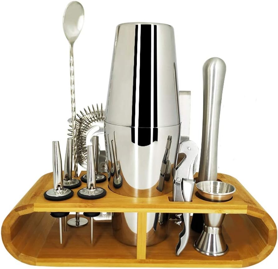 VIDI 13 Piece Cocktail Shaker Bar Set Stainless Steel Bartender Kit Mixer Drink Browser Bars Tool Accessor