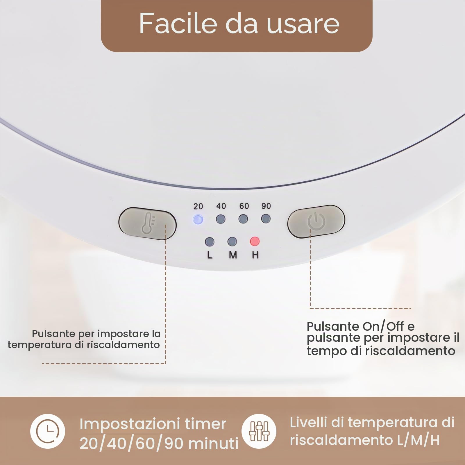 LIFEZEAL 23L Secchio Scaldasalviette Elettrico Bagno, 130℃, Rapido, Tempo e Temperatura Regolabili, Scalda Asciugamani, Salviette, Coperte, Vestiti, con Scatola Profumi, Auto-spegnimento (Bianco)