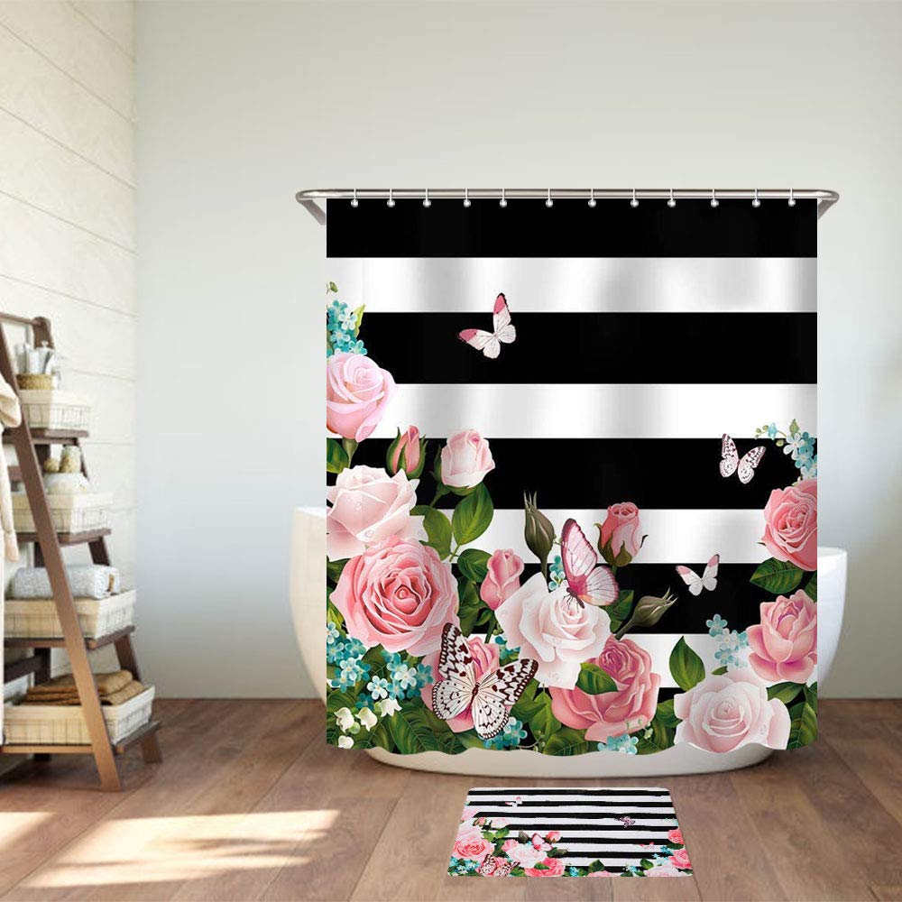 Black Pink White Curtains Curtains & Drapes 2023