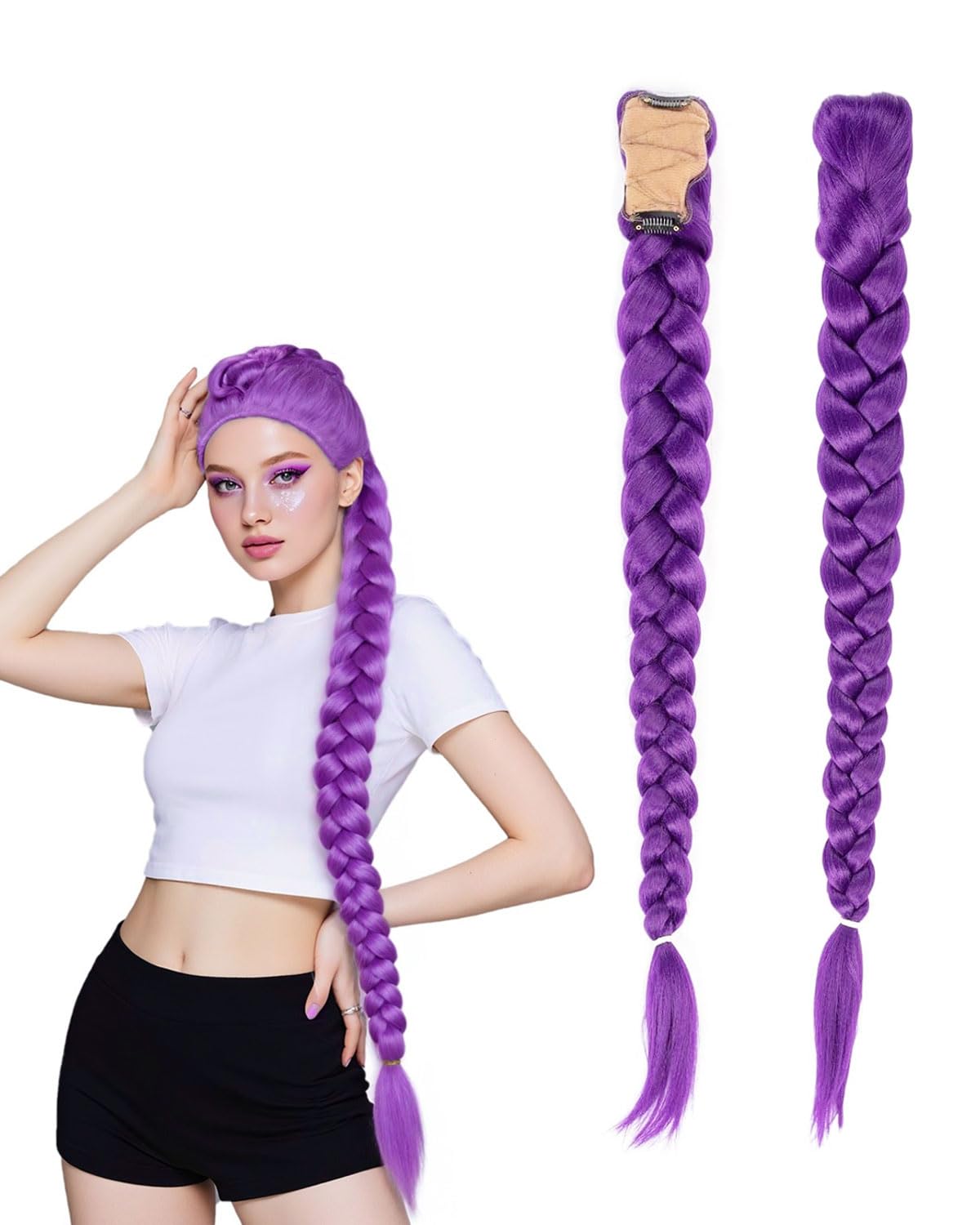 1 Stück Koreanpop Dämon Kostüm Perücke Erwachsene, Hunter Cosplay Costume Wig Kinder, Anime Jäger Popsänger Idol Haarteil Mädchen Kinder für Karneval Halloween Party(66cm)