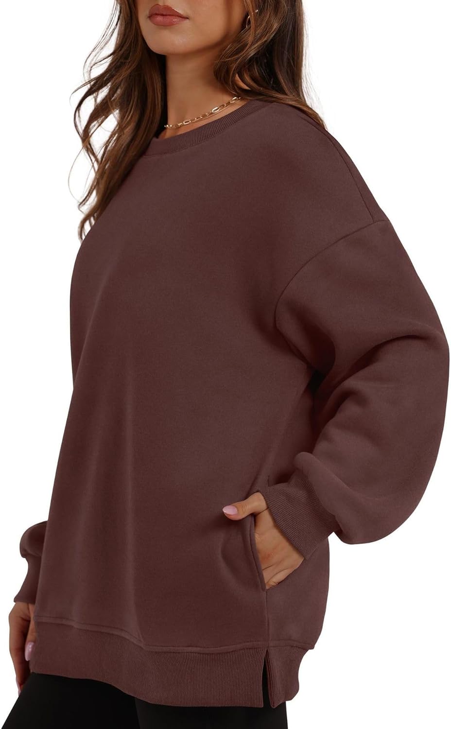 Women's Oversized Fleece Sweatshirt - Soft Crewneck Casual Sweater Top Comfy Fall Winter Fashion Hoodie - Image 3