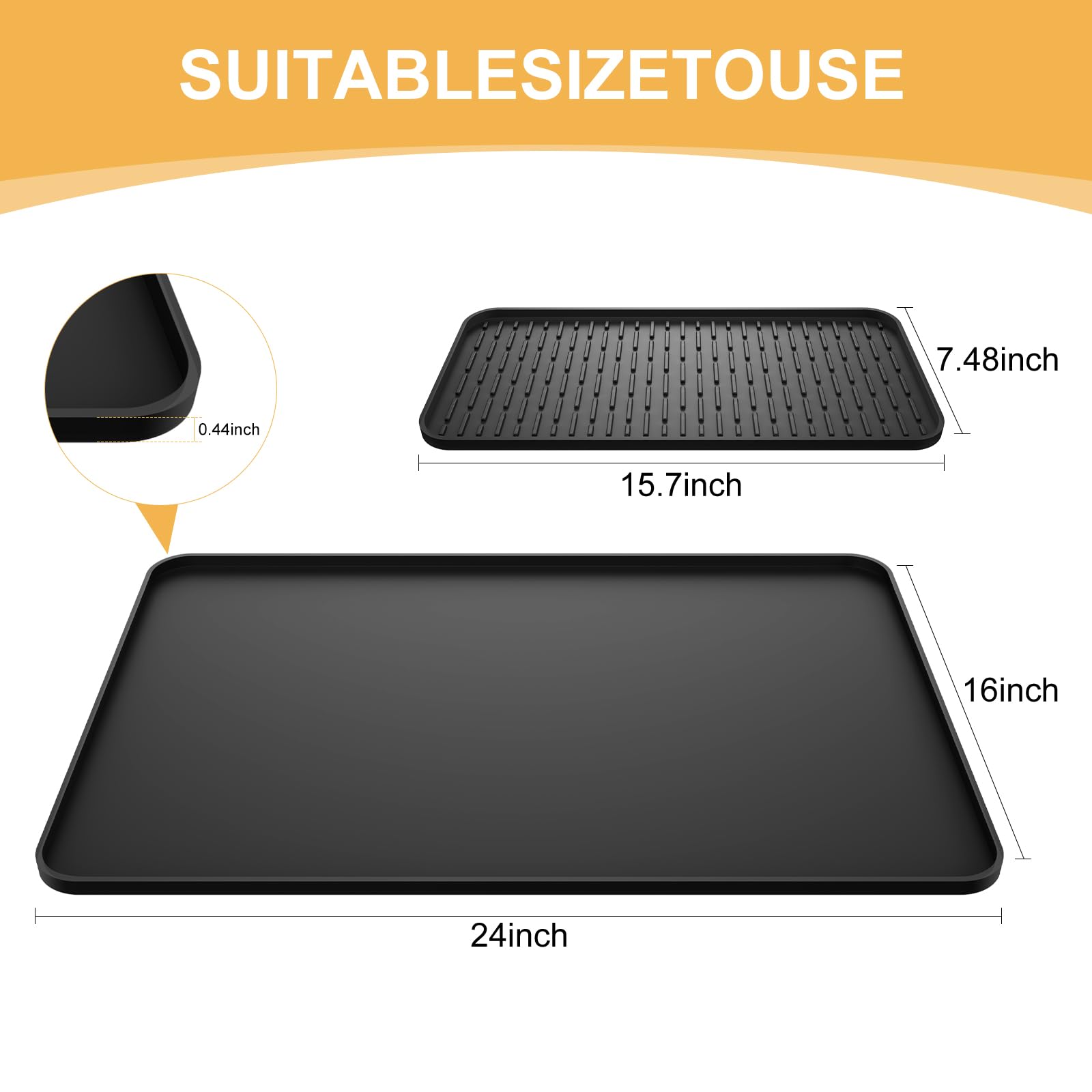 Silicone Coffee Mat, 24''x16'' Bar Mat with Detachable Dish Drying Mat - Fits Under Coffee Maker & Dish Rack - Image 2