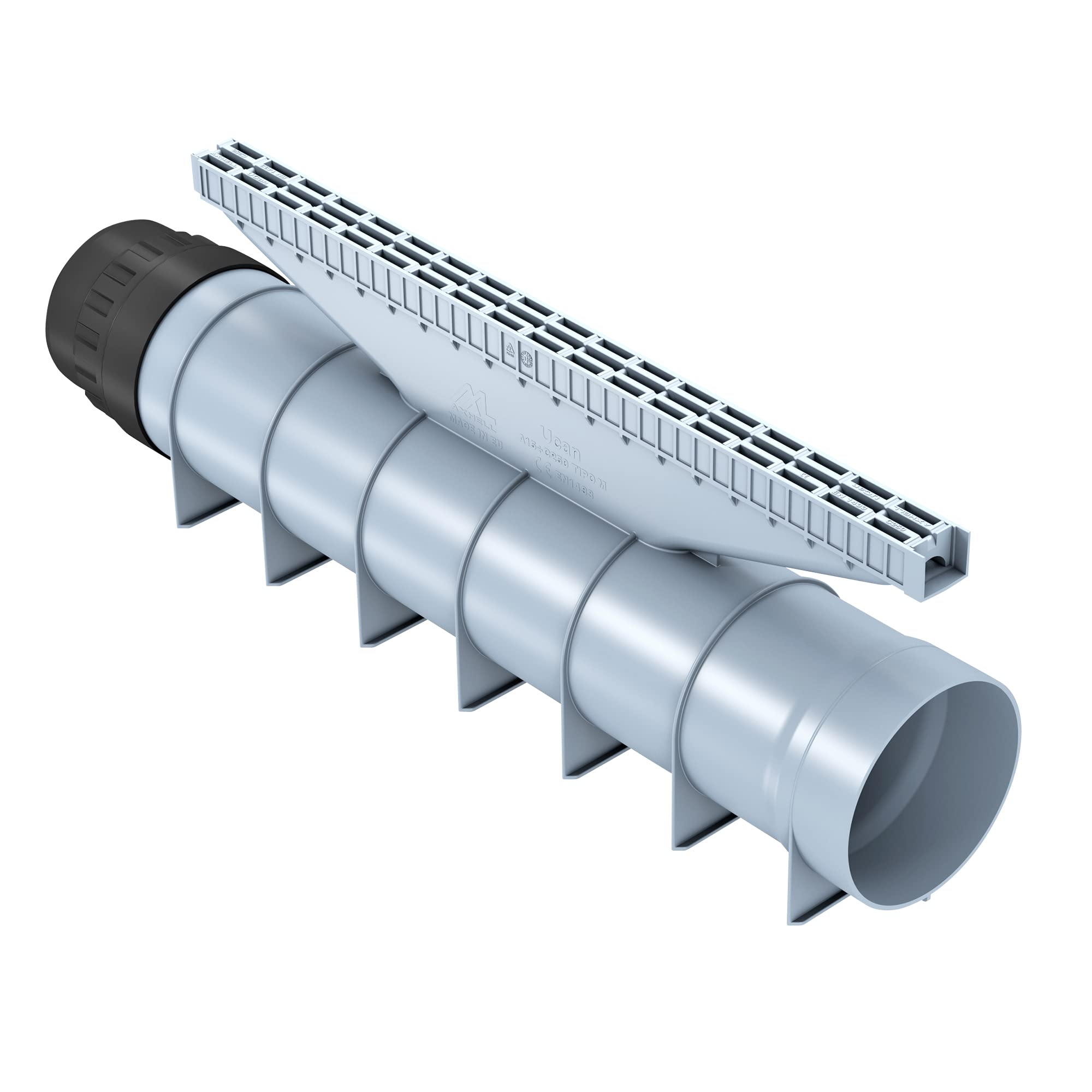 Jardibric - Kit de Caniveaux de Drainage Classe C250-3 m Linéaires (6 Modules) - Ø 110 x 100 mm - Conforme NF en 1433