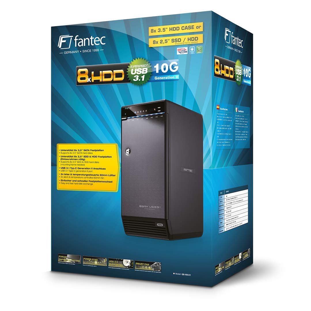 FANTEC QB-X8U31 schwarz, 8x3.5" SATA HDD USB3.1, Typ-C, 10G (2573)