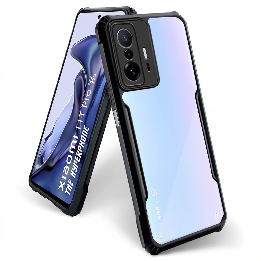Fashionury Shockproof Crystal Clear Back Cover Case for Xiaomi 11T Pro 5G | 360 Degree Protection | Protective Design | Transparent Back Cover Case for Xiaomi 11T Pro 5G (PC, TPU | Black Bumper) (B0BW78YSZT) Amazon Price History, Amazon Price Tracker