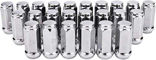 IRONTEK Tuercas de rueda de 14 x 1.5 con extremo cerrado, 24 piezas de tuercas cromadas plateadas para