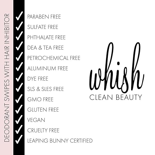 Miniatura 8 de Whish Desodorante Swipe elimina el olor de las axilas naturalmente, sin aluminio, empaquetado individualmente para llevar a todos lados, desodorante