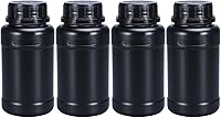UMETASS 8oz/250ml Light-Proof Wide Mouth HDPE Storage Bottles - Food Grade Leakproof Black 4-Pack for Lab & Kitchen