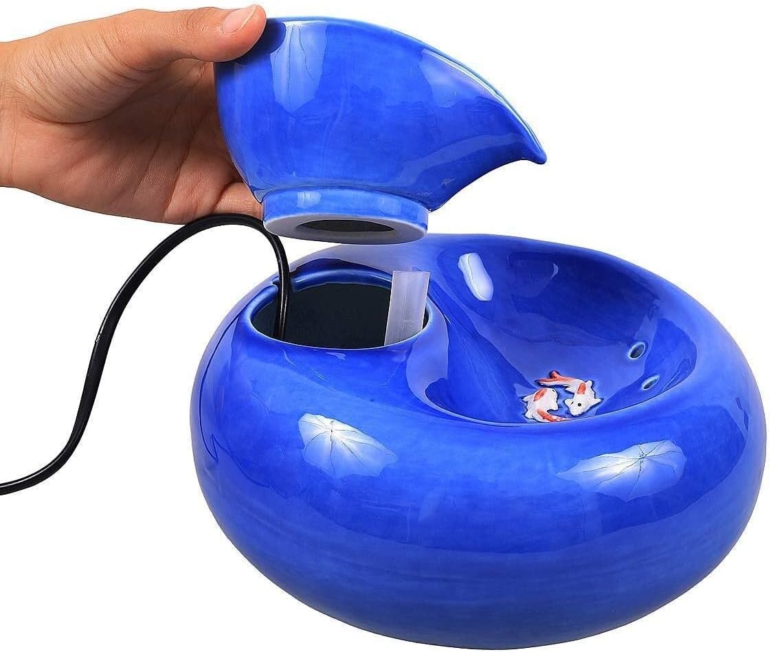 Fountain Automatic Cat Water Fountain with Filter,Ceramic Pet Drinking Fountain for Cats and Dogs Pet Water Dispenser Silent NonSlip Pet Water Dispenser (Color : Blue)