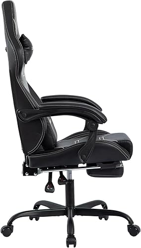 Miniatura 6 de Silla de videojuegos con reposapiés, silla ergonómica para jugadores con soporte lumbar, silla de masaje giratoria de altura ajustable, silla de