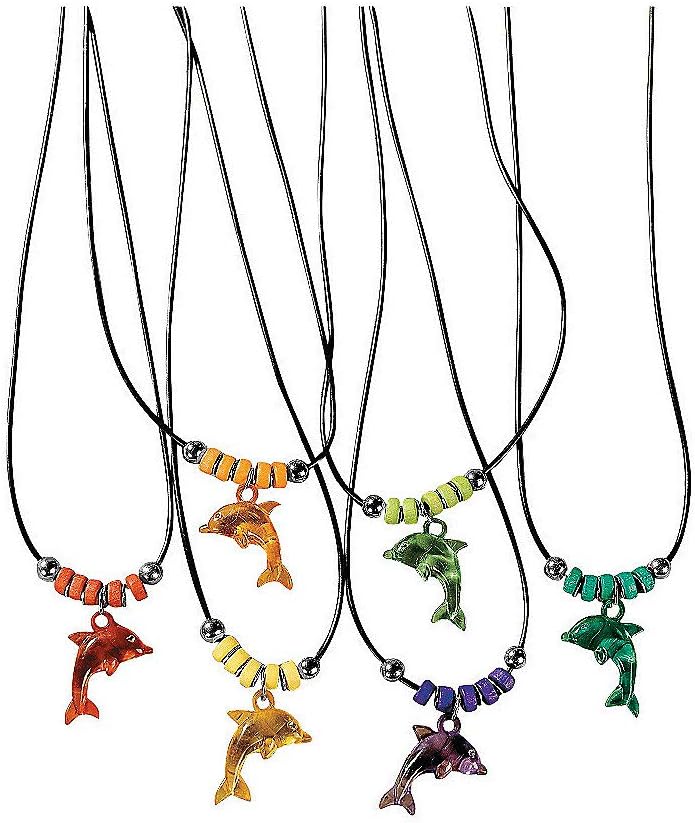 Under the Sea Party favors Ocean Party favors - 12 Pack Kids dolphin necklace with jewel Eye - turtle mermaid ocean necklace - Perfect for dolphin favors Birthday