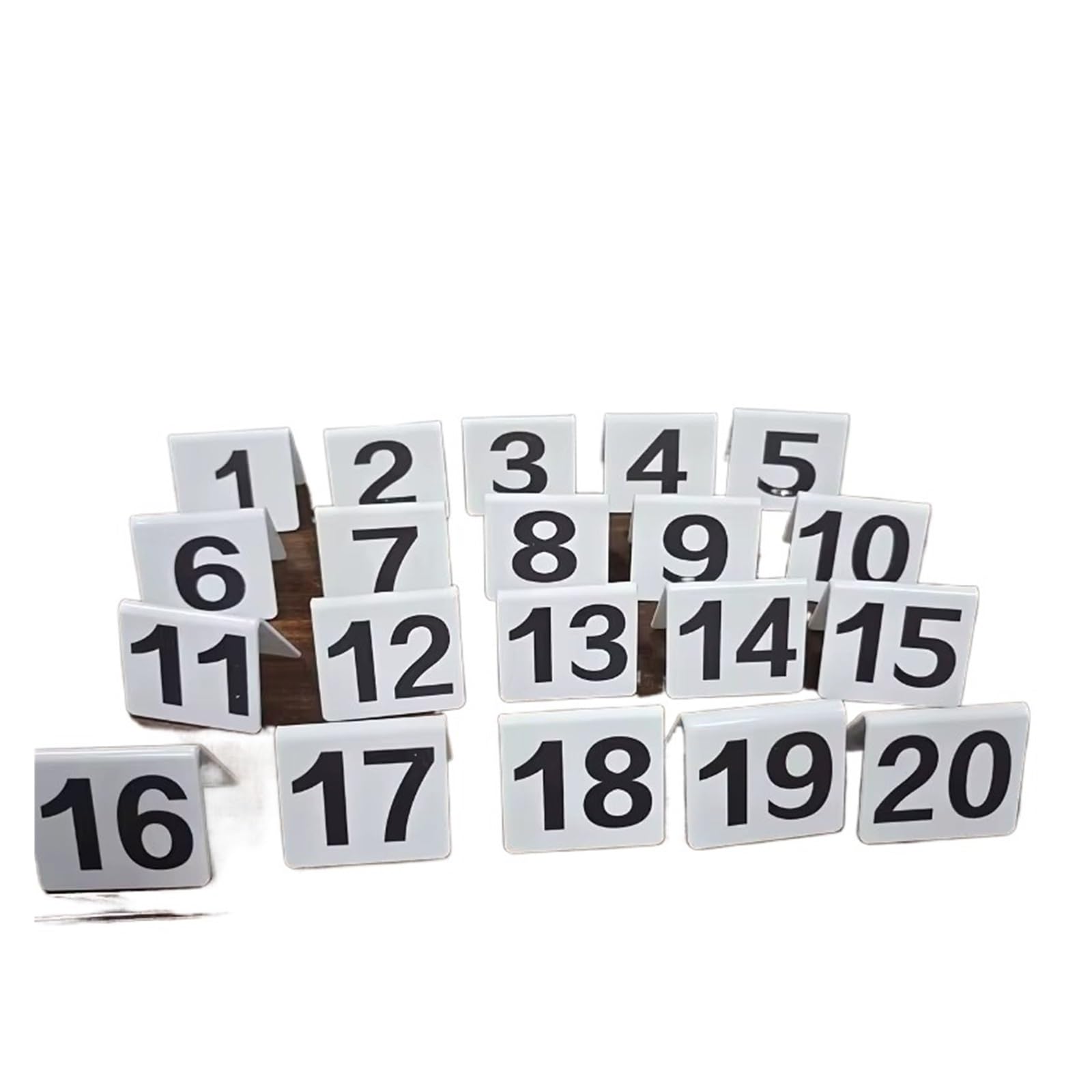 Targhe tipo 1-40V Numeri da tavolo Carte Set Segni Indicatori di posizione for ristoranti Hotel Eventi Tag posti for matrimoni(White 1-20)