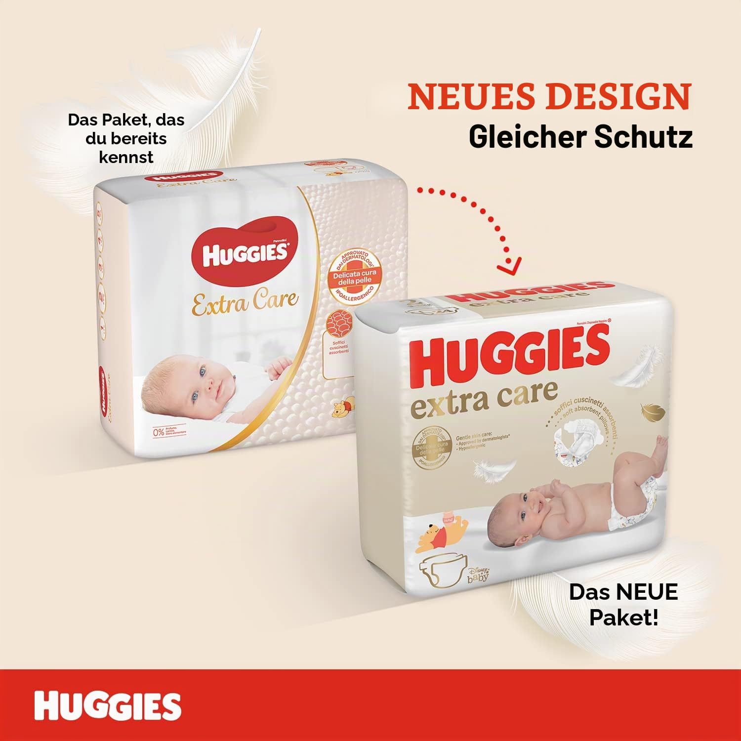 Huggies Extra Care Bebè, Windeln Größe 1 (2-5 kg), sehr saugfähig, Disney-Design, Vorratspackung, 160 Stück