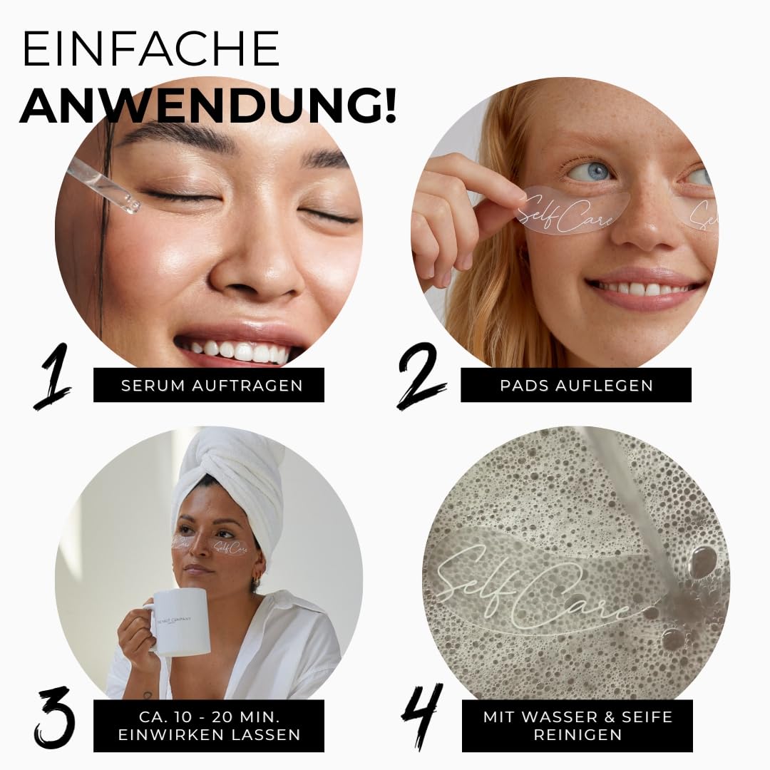 Wiederverwendbare Augenpads + 5ml augen serum – Made In Germany - gegen Anti-Aging, Tränensäcke & Fältchen - Award Winner 2022-100% medizinisches Silikon – The Original Since 2021