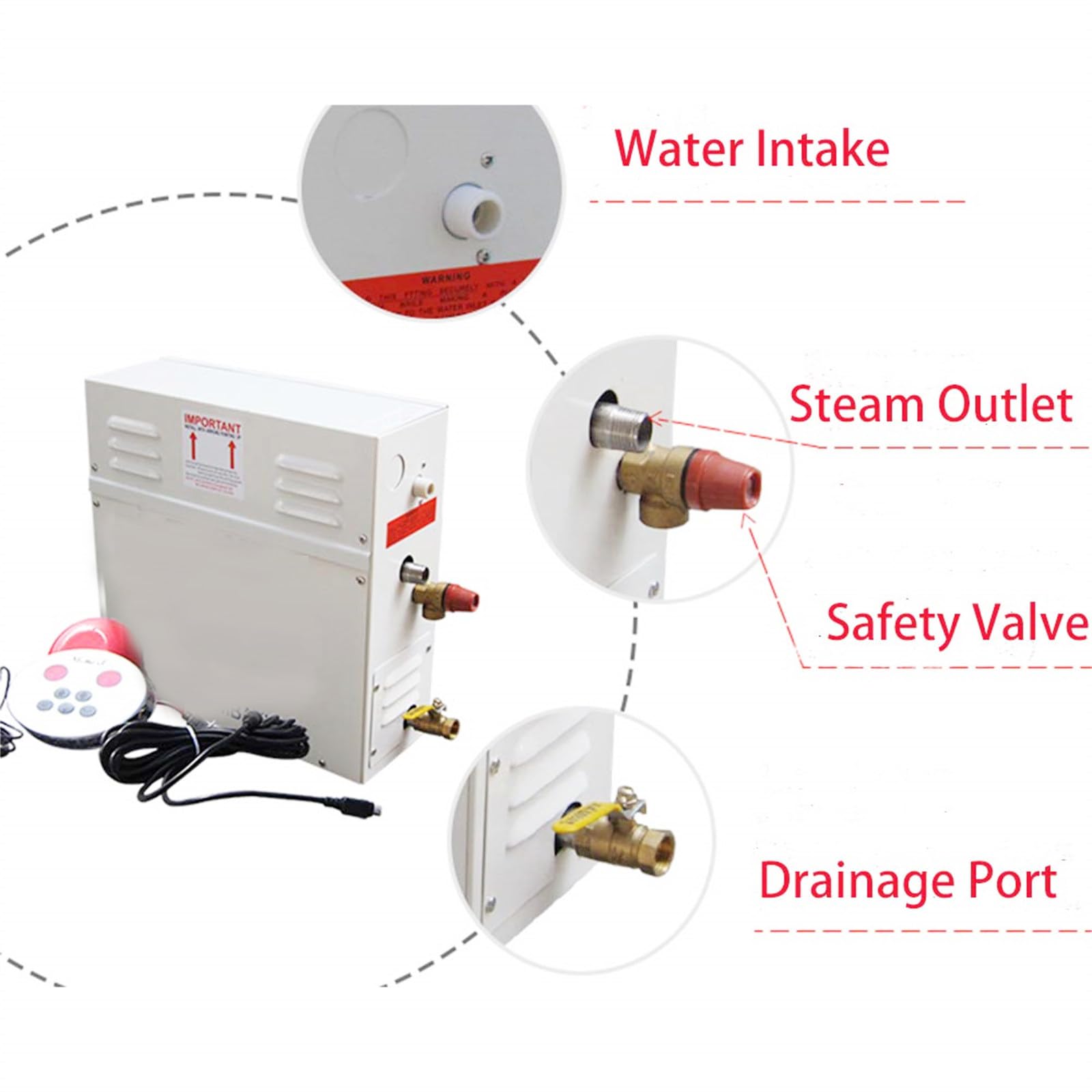 Doccia a vapore, stufa per sauna, macchina per sauna da bagno, generatore di vapore, per spa ad alta efficienza di riscaldamento, controllo intelligente di tempo e temperatura,6KW