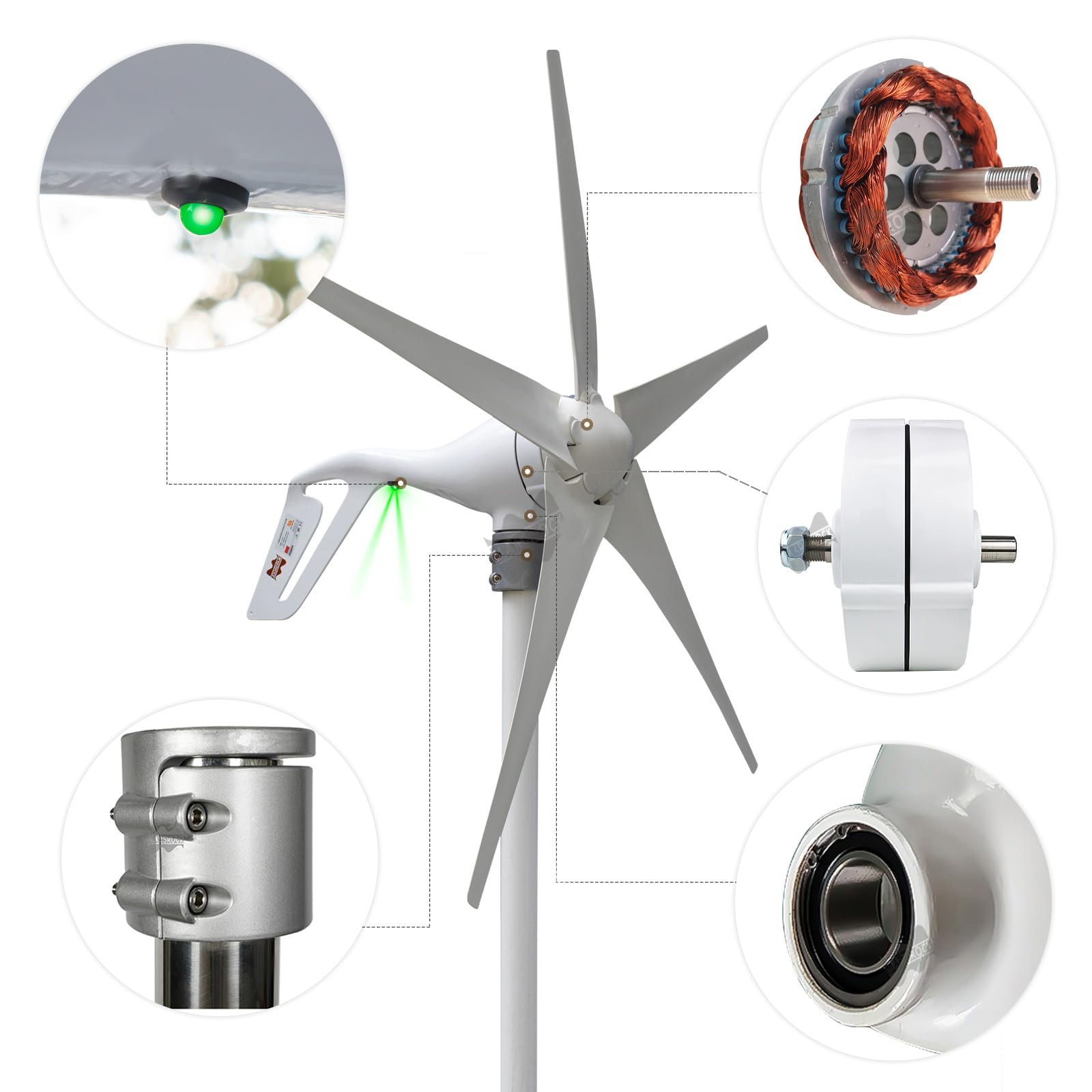 600W Permanentmagnet Generator 12V,24V,48V 750r/m 3 Phasen Getriebelos Wechselstrom Synchrongenerator Seltenerd-NdFeB Elektromotor Windräder Generator,mit Gleichrichter und Sockel