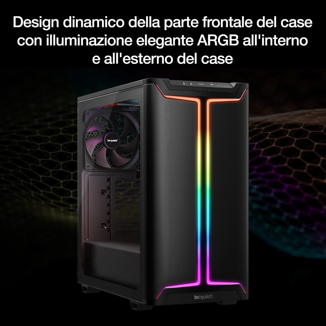 be quiet! Pure Base 501 DX Black case per PC, pannello frontale e superiore con elevato airflow, prestazioni elevate, 3 ventole Pure Wings 3 140mm PWM, straordinaria pressione statica, design dinamico
