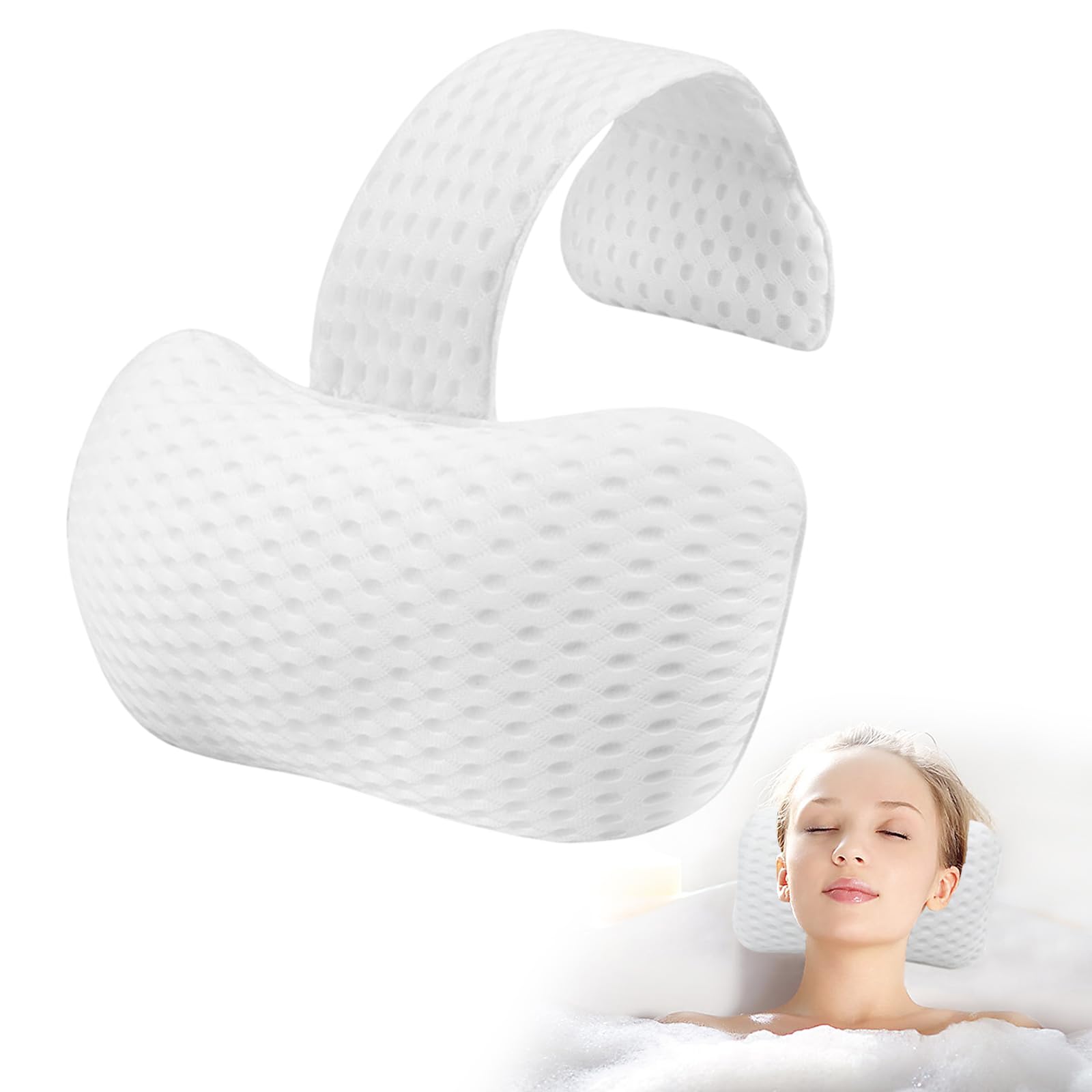 XRXINGMT 1-Pack Bath Pillow Bathtub Pillow - Universal Spa Pillows for Bathtub, Outdoor Hot Tub, Spa, Chaise Lounge Beach Chair, Universal Headrest Head & Neck Support Cushion with Adjustable Height