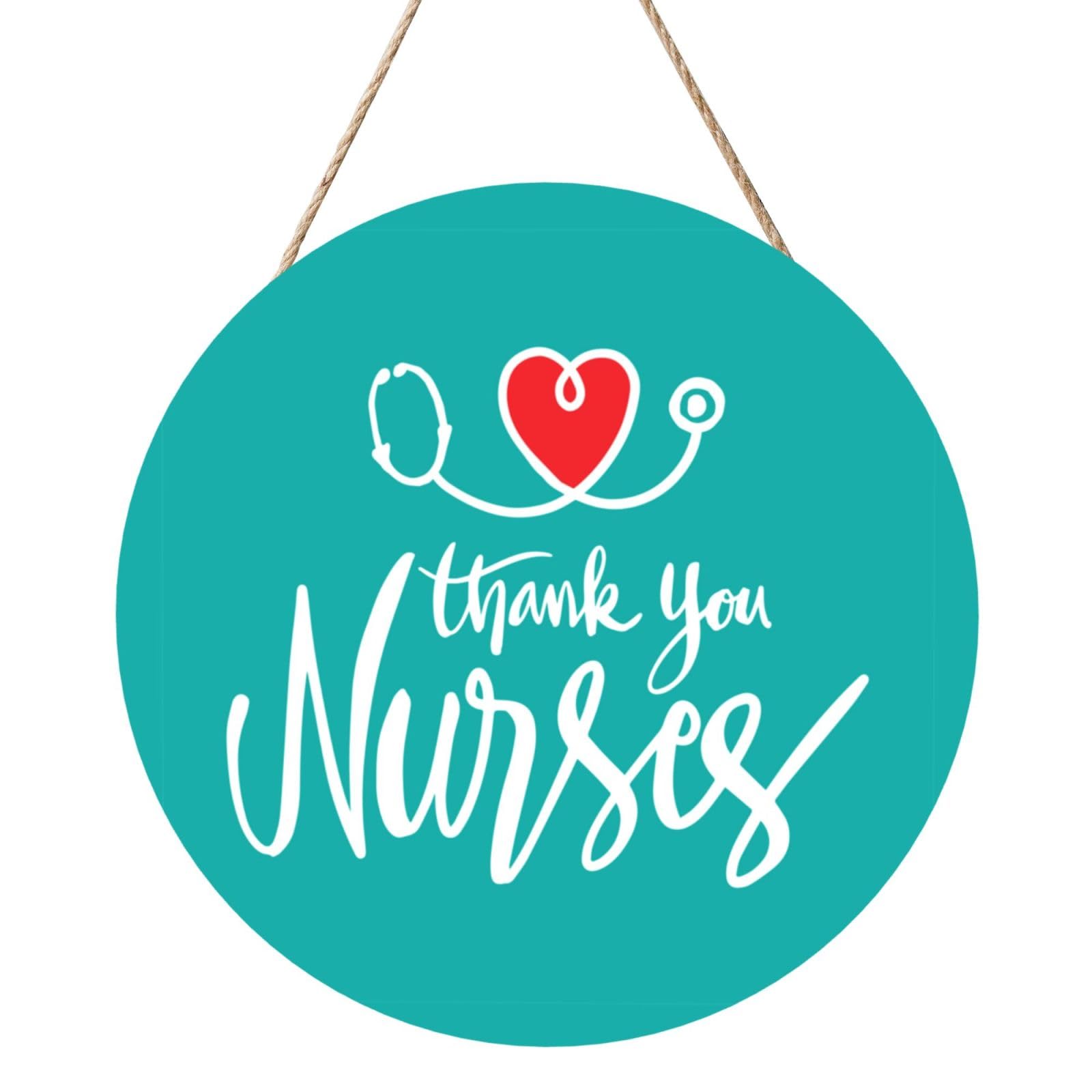 Happy Nurse Appreciation Week Door Signs Plaques Wood Welcome Sign For Front Door Wall Hanging For Home Farmhouse Office Classroom Party Decoration