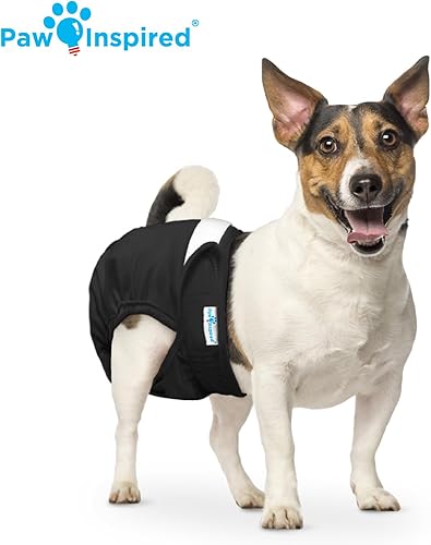 Miniatura 5 de Paw Inspired Pañales lavables para perros (paquete de 3)  Pañales de tela reutilizables para perras pequeñas, medianas y grandes (negro con forro