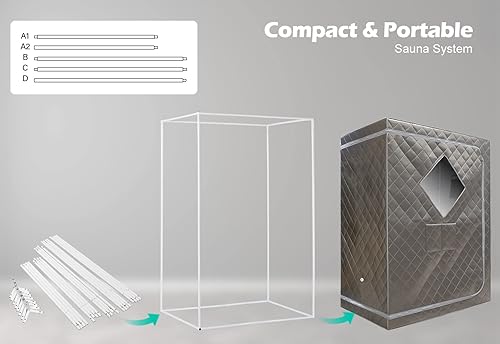 Miniatura 4 de ZONEMEL Tienda de campaña de sauna de tamaño completo, portátil para 1 o 2 personas, spa en casa de cuerpo completo para relajación,